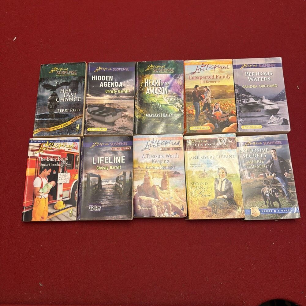 Inspirational Romantic Love Inspired Suspense Lot of 10 Romance Books Category B